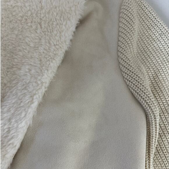 John + Jenn Sienna Faux Shearling Fur Open Cardigan Jacket Knit Tan Faux Suede L - Picture 13 of 15